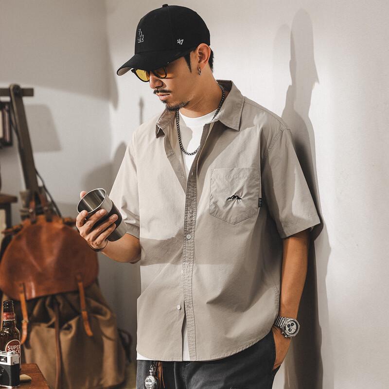 Jie Leinuo Men's Mountain Style Retro Work Shirt