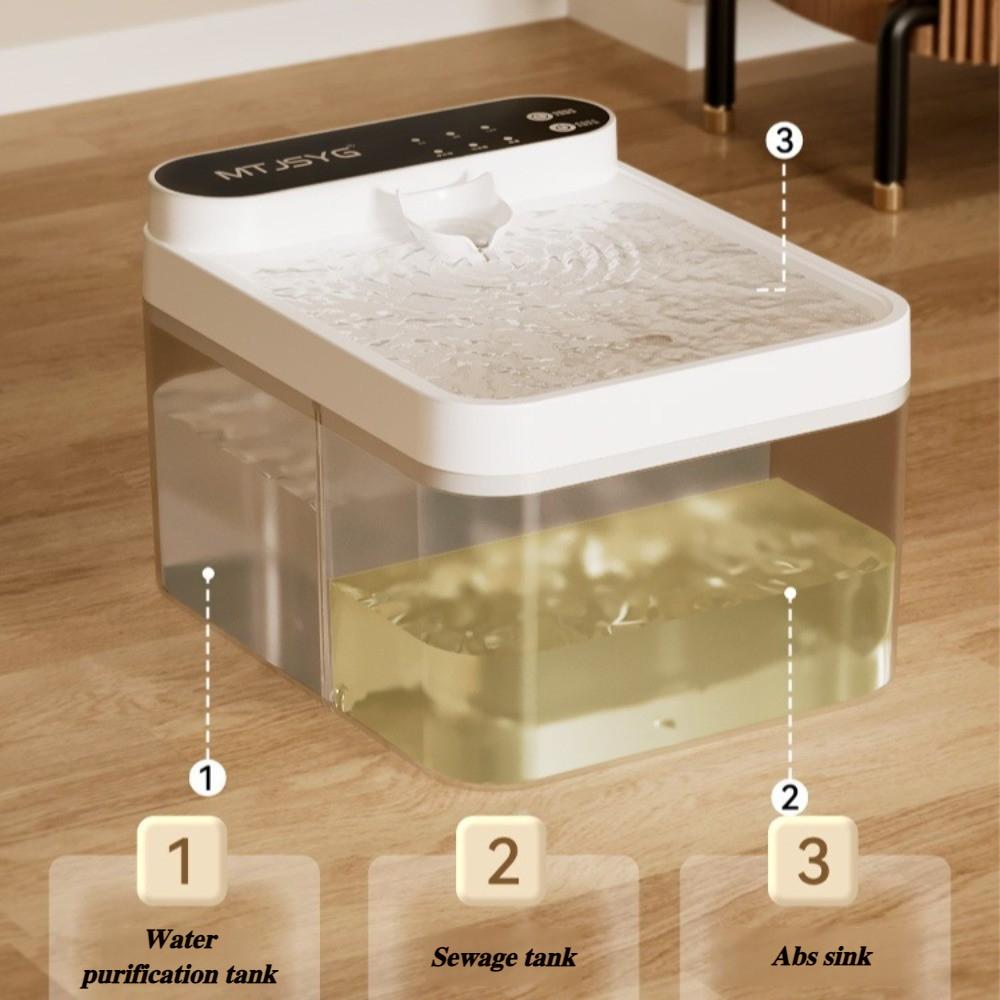 Water Fountain for Cats 2.6L Large Capacity Wastewater Separation Automatic Cat Drinker Wireless 4000mAh Cat Accessories