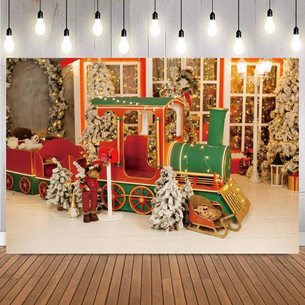 Christmas Day Backdrops For Photography White Wooden Wall Xmas Trees Wreath Fireplace Decor Family Party Photo Backgrounds5