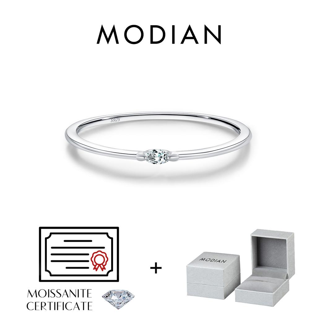 MODIAN Simple Moissanite Stackable Rings 925 Sliver Dazzling Thin Finger Rings For Women Daily Fine Jewelry