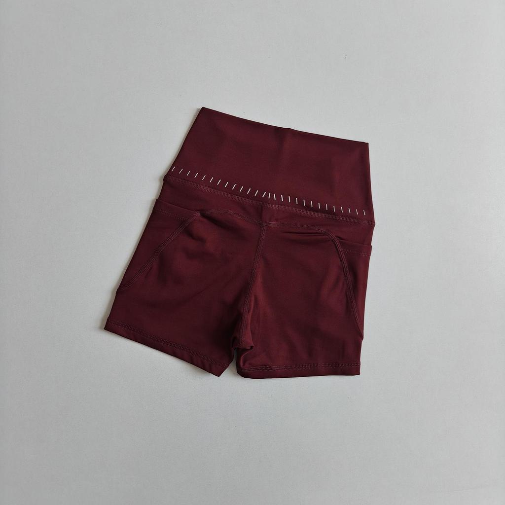 High-Waist Yoga & Cycling Shorts with Pocket - No Line, Peach Lift Design for Women
