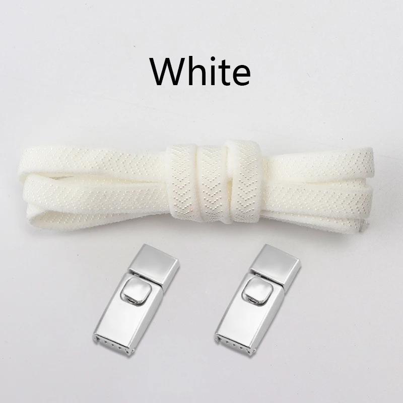 1Pair 8MM Flat Tennis No Tie Shoelace Press Lock Shoelaces Without Ties Elastic Laces Sneakers Adult Kids for Shoes Accessories