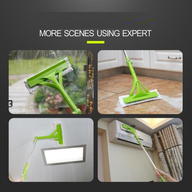 Multi Functional Telescopic Window Cleaner Double Sided Glass Wiper with Extension Pole Home Window Cleaning Tool Glass Scraper Brush