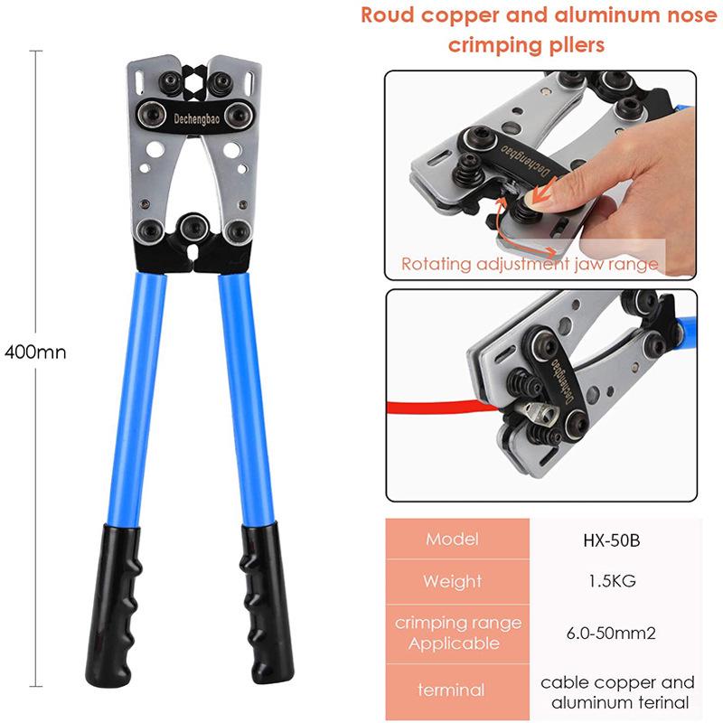 HX-50B European Adjustable Crimping Pliers Set for Copper & Aluminum Terminals