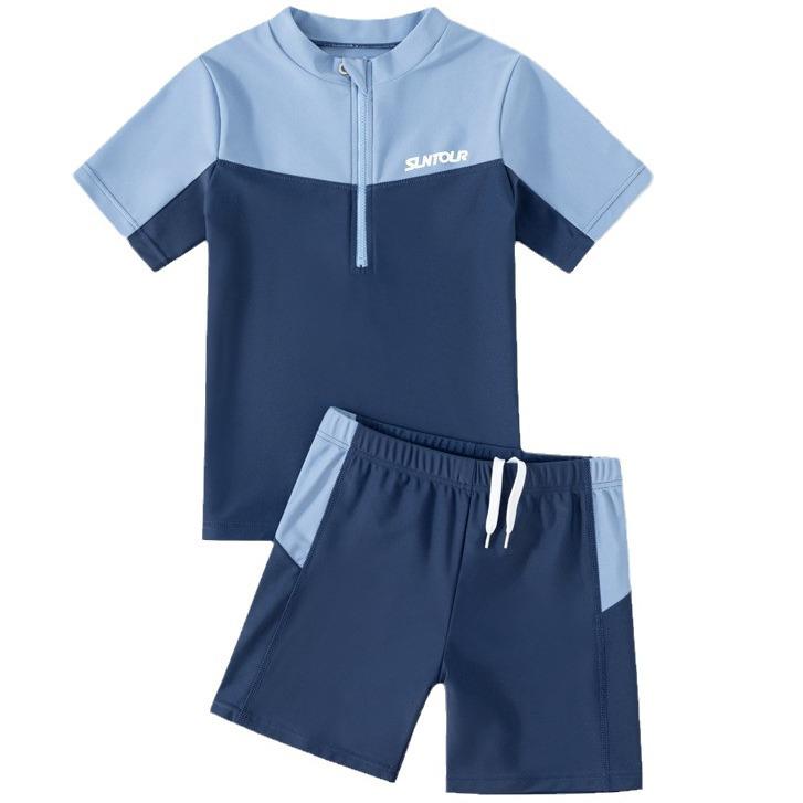 2024 Boys' Sun Protection Swimsuit Set: Split Swim Trunks for Kids & Teens