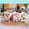 Adorable Porte-clés Peluche Lapin à Longues Oreilles Poupée Animal en Peluche Moelleuse Pour Sacs