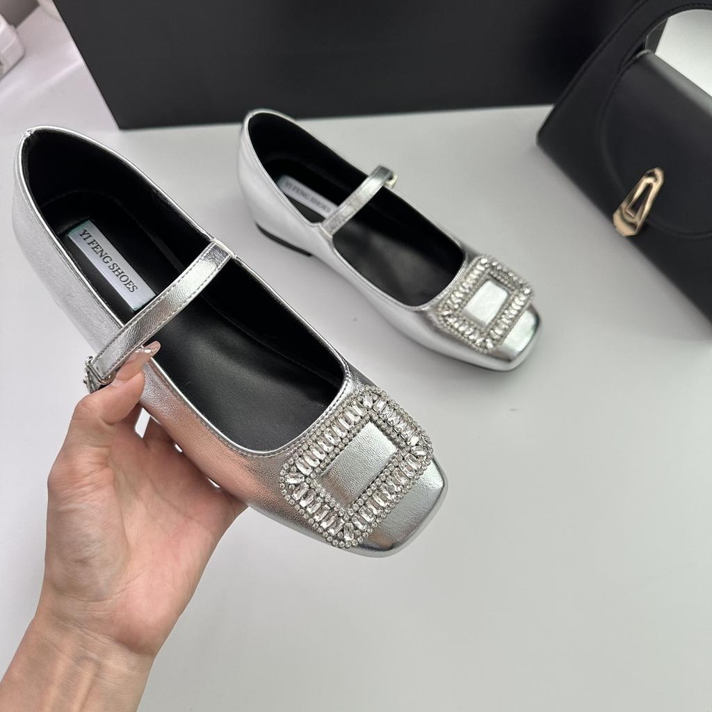 Evening breeze banquet rhinestone height increased by 5 cm with Mary Jane women's single shoes spring and summer 24 new square head women's shoes