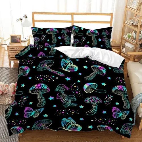 Psychedelic Mushrom Soft Duvet Cover Beding Set Decoration Gift Suitable for Children Young Boys Young Girls Plus Adult Peoples Soft Plus Breathable