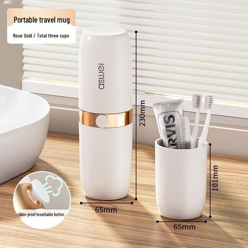 Portable Travel Toothbrush Set: Wash Cup & Holder with Storage