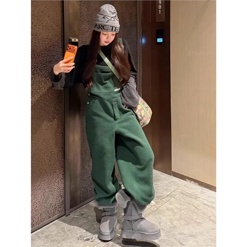 

Korean Dongdaemun Autumn Casual Fleece Wide-Leg Overalls L