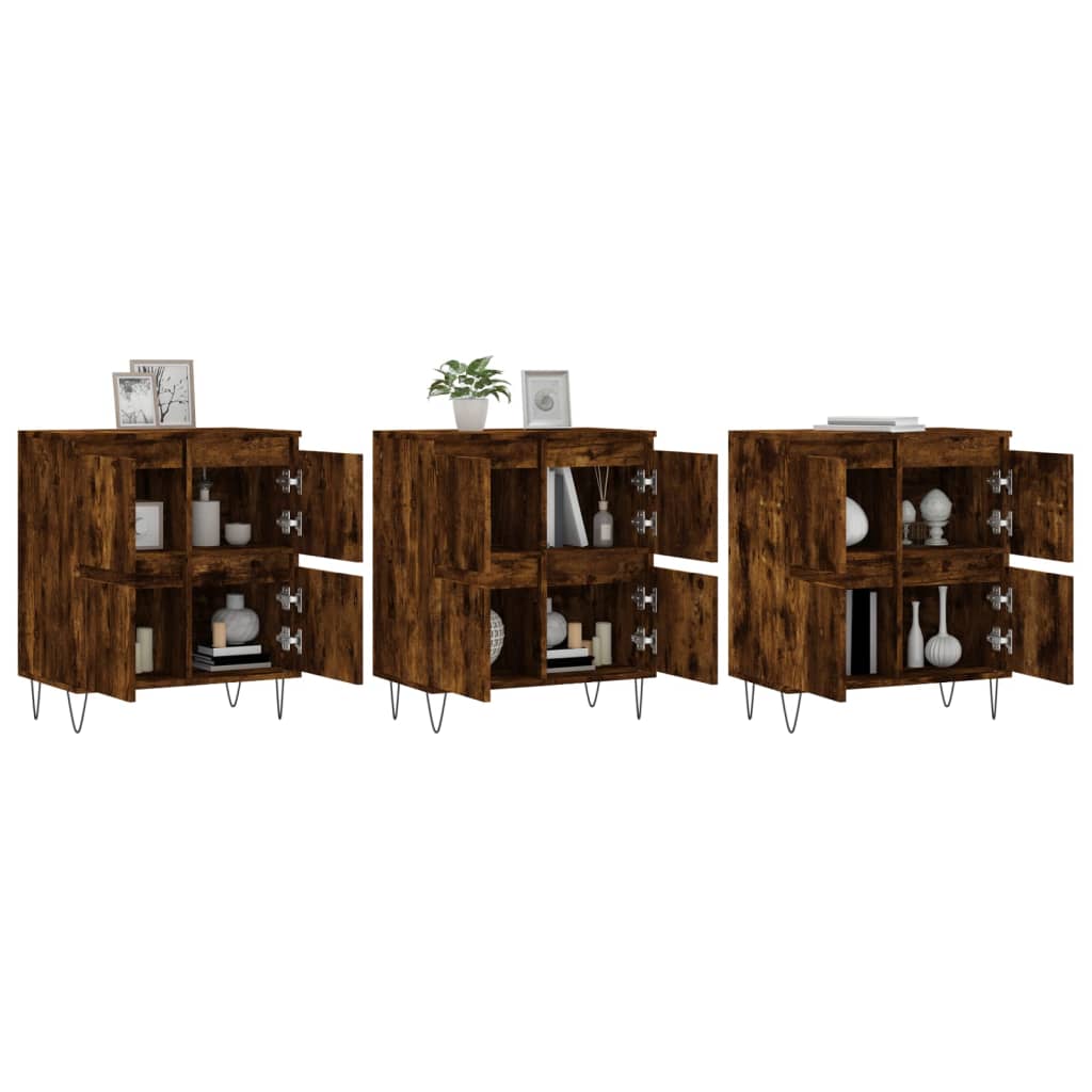 Sideboards 3 pcs Smoked Oak Wood Composite