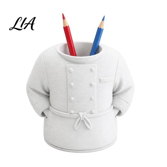 Personalized Gifts for Chefs Chef Uniform Pen Holder, 3D Printed Novelty Stationery Organizer, Small Holder Students Large Capacity Desktop