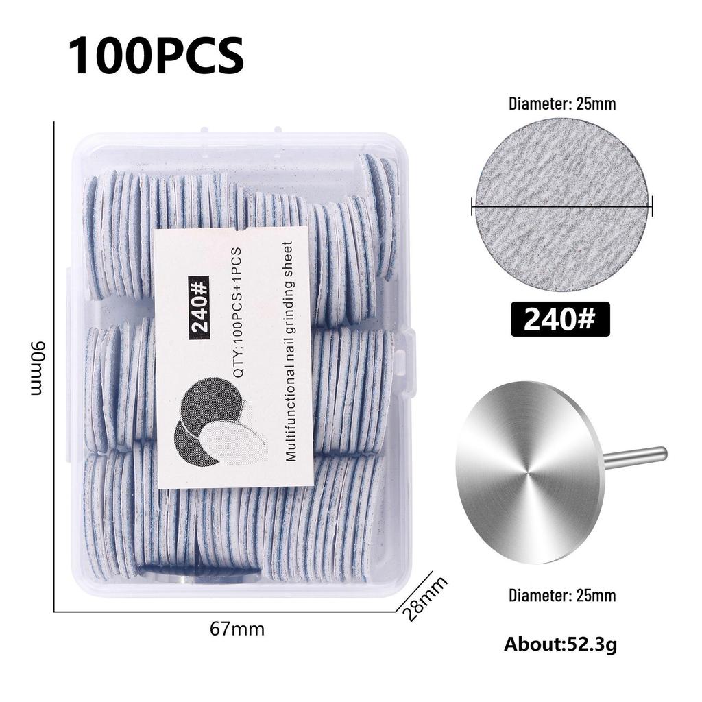 Nail Art Sand Disc for Polishing, Shaping, and Filing Extension Nails - 100 Pieces