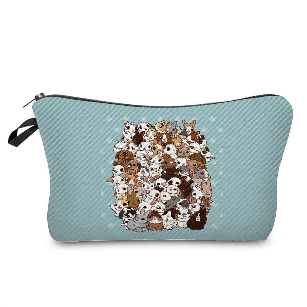Women Rabbit Print Cosmetic Bag Toiletries Organize Travel Storage Case  6412 KTB