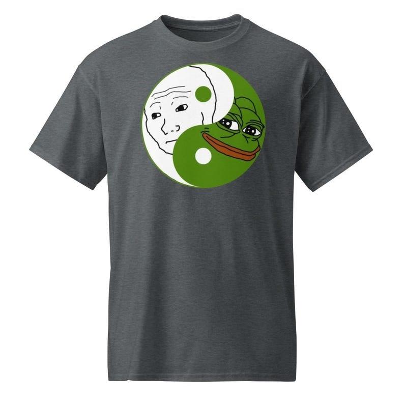 Funny Pepe The Frog and Wojak Yin Yang Meme Print T-shirt Summer Fashion Casual Comfortable Soft Cotton Unisex Tees Streetwear