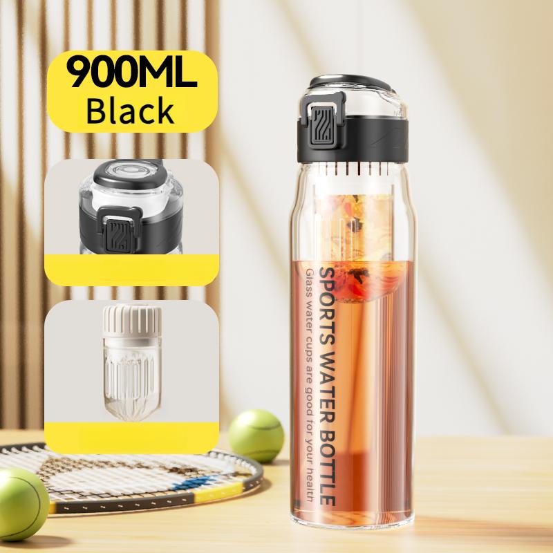 

GIANXI 900ML Glass Kettle Magnetic Large Capacity Food Grade Material Sealed Leakproof Cup Gym Portable Sport Drinkware 0.9L чорний