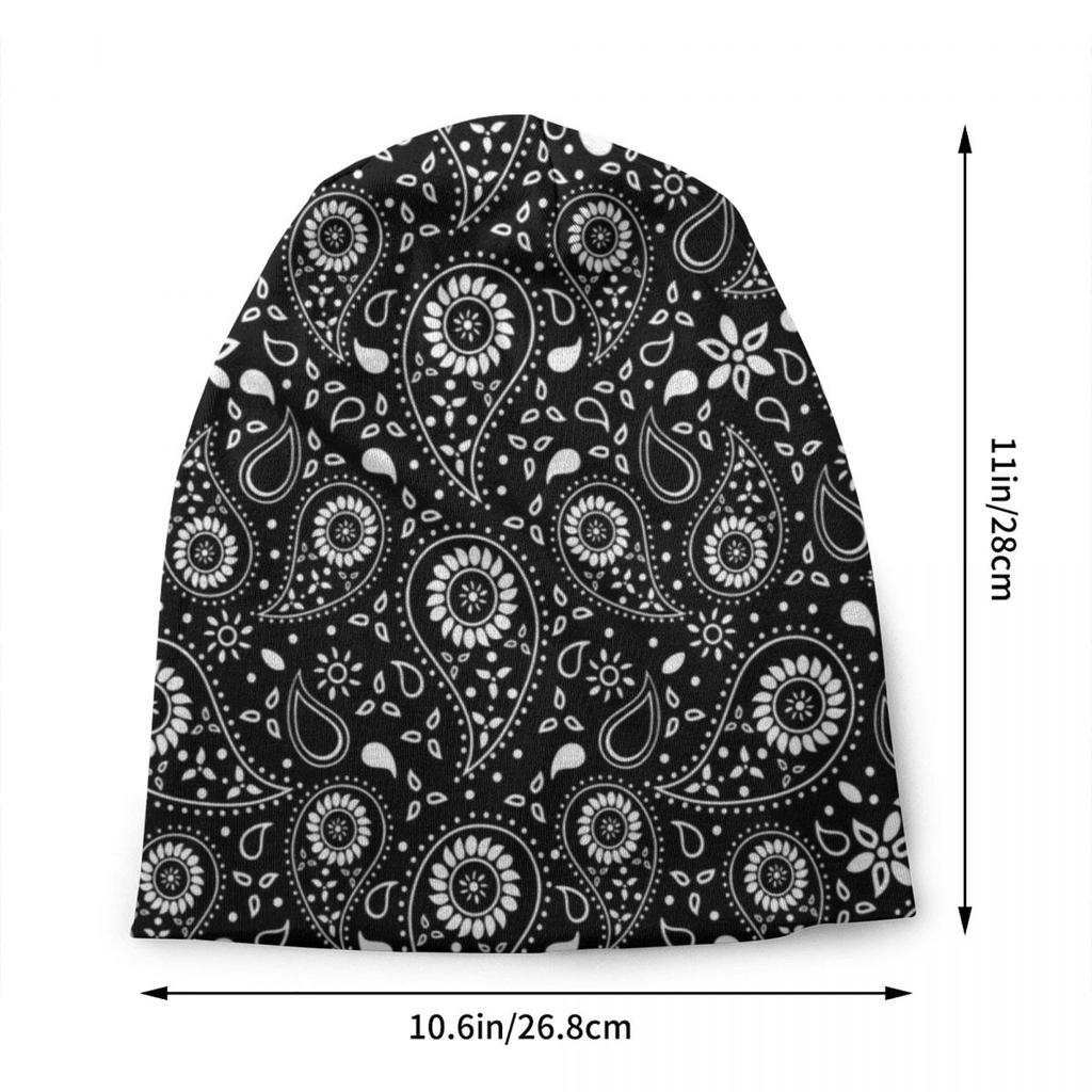 Custom Paisley Floral Pattern Skullies Beanies Caps Hip Hop Winter Warm Knitted Hats Unisex Adult Bohemian Style Bonnet Hats
