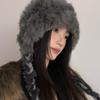 Rabbit Hair Blended Hat for Women In Autumn and Winter Thickened Warm Wool Hat Cold Protection Ears and Face Small Bag Head Hat Pullover Hat