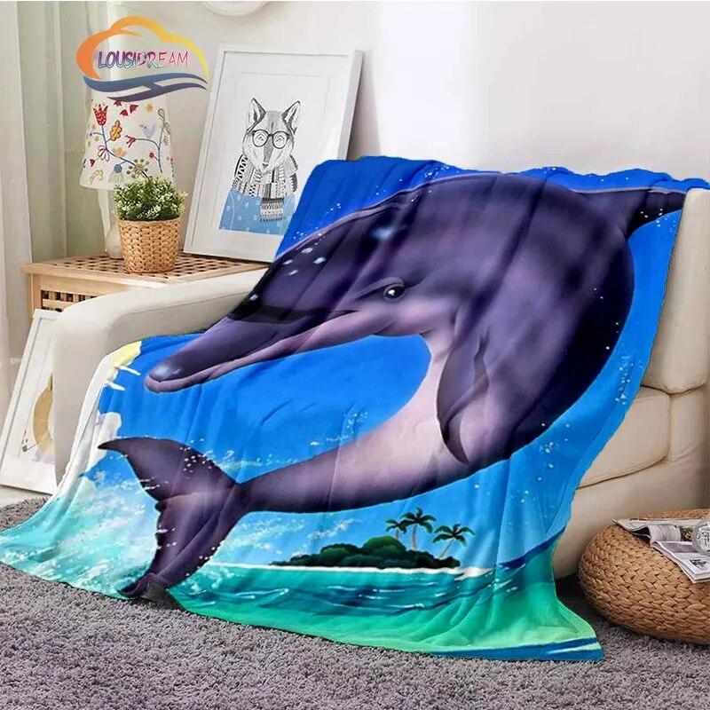 Sea Animal World Series Blanket Cute Oceanic Dolphins Super Soft Delphinids Pattern Sofa Bed Children's