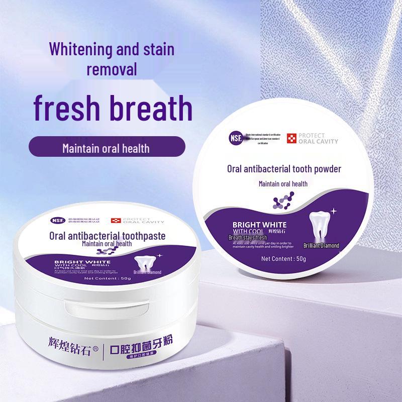 Antibacterial Tooth Powder: Fresh Breath, Whitening, Stain Removal, Dicalcium Phosphate & Plant Extract