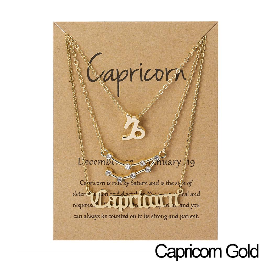 Fashion 12 Constellation Zodiac Star Sign Pendant Clear Zircon Women Necklaces Pisces Aries Taurus Horoscope Amulet Jewelry