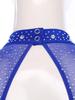 Womens Gymnastics Figure Skating Leotard Long Sleeve Sheer Mesh Sparkle Rhinestone Bodysuit