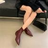 2025 autumn and winter new version pointed head thin heel short boots retro thin boots autumn and winter medium heel boots