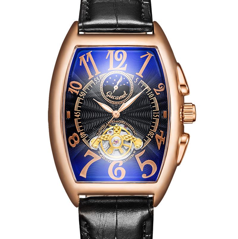 New Top Brand Men's Watch Wine Barrel Mechanical Watch Automatic Mechanical Watch Tourbillon Sun Moon Star Men's Watch