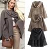 INS Womens Asymmetric Scarf Collar Short Knit Jacket Streetwear Loose Fit