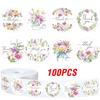 100-500Pcs Flowers Round Thank You Stickers For Supporting Small Business Seal Labels Wedding Party Stationery Stickers