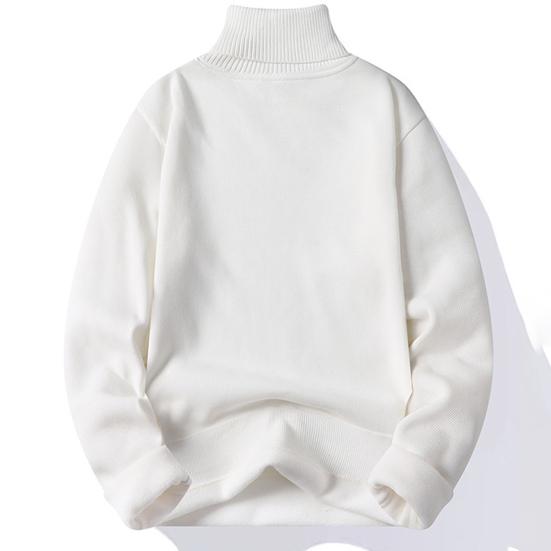 Autumn Winter Men Turtleneck Sweater Long Sleeve Solid Color Slim Fit Fleece Lining Thickened Knitting Tops Jumper