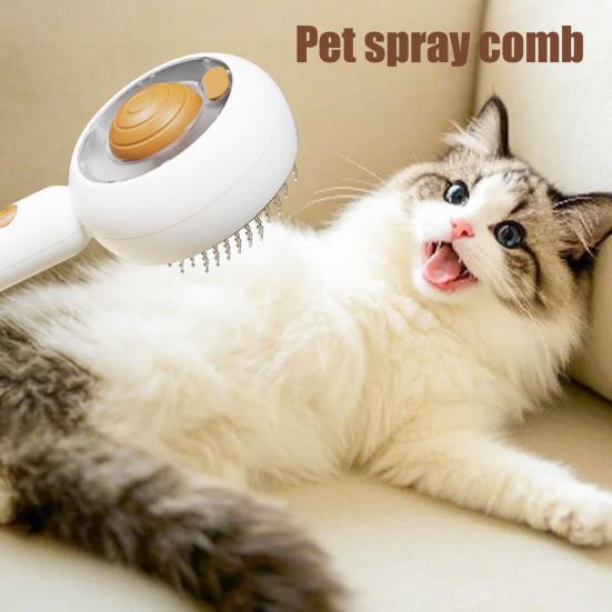 Cat Steam Brush for Shedding Spray Pet Grooming Brush with Release Button Steamy Pet Hair Removal Comb for Long Short Haired Cats Dogs