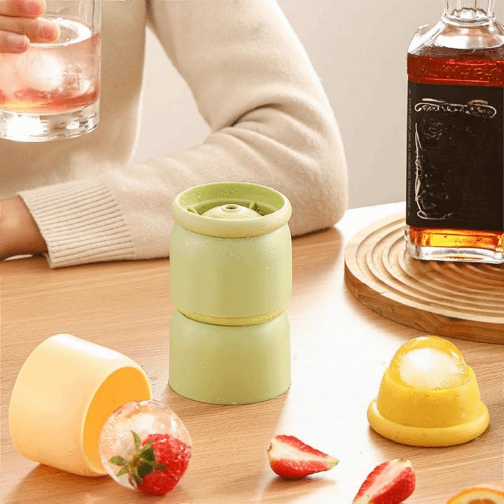 2PCS Food Grade Silicone Spherical Shape Ice Cube Mold Single-cell Ice Ball Mold  Drink