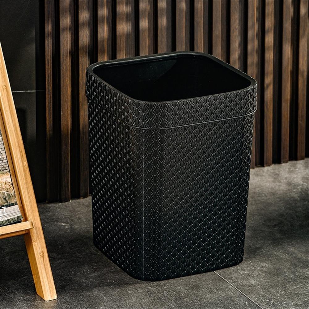 

Imitation Rattan Plastic Garbage Bin For Living Room Bedroom Kitchen Garbage Recycling Bin, Large Diameter Wastebasket Trash Can