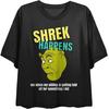 Shrek Head Shrek Happens Crew Neck Short Sleeve Women's Black Crop Top
