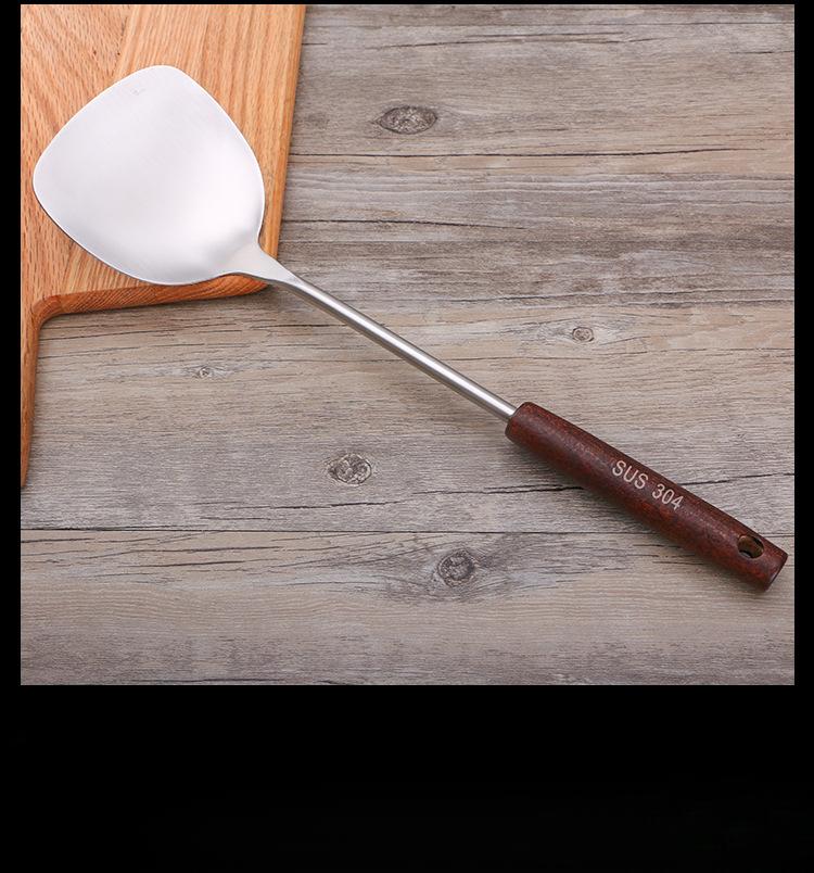 304 Stainless Steel Spatula Ladle Skimmer Set Vintage Wooden Handle High Temp Resistant Kitchen Cooking Utensils