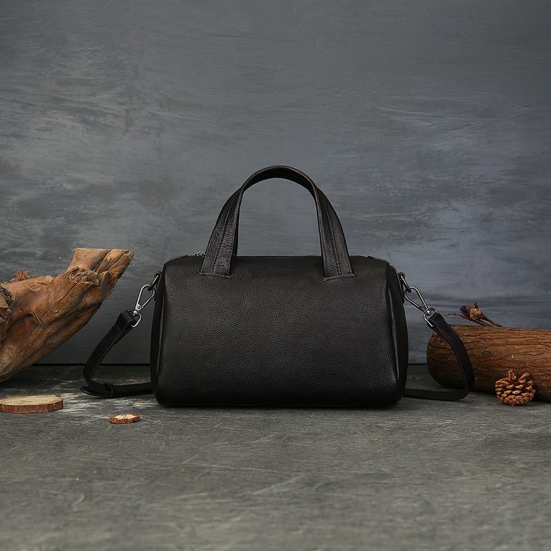 Genuine Leather Boston Bag European  Retro Hand-held Crossbody Pillow Bag