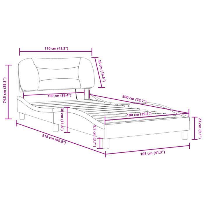 VidaXL Cadre de Lit avec Lumières LED, Lit Simple avec Coussin de Tête de Lit, Lit Adulte, Meuble de Chambre, Moderne, Gris 3213684