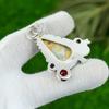 Sterling Silver Pear Maligano Jasper Gemstone Mozambique Garnet Sister Pendant