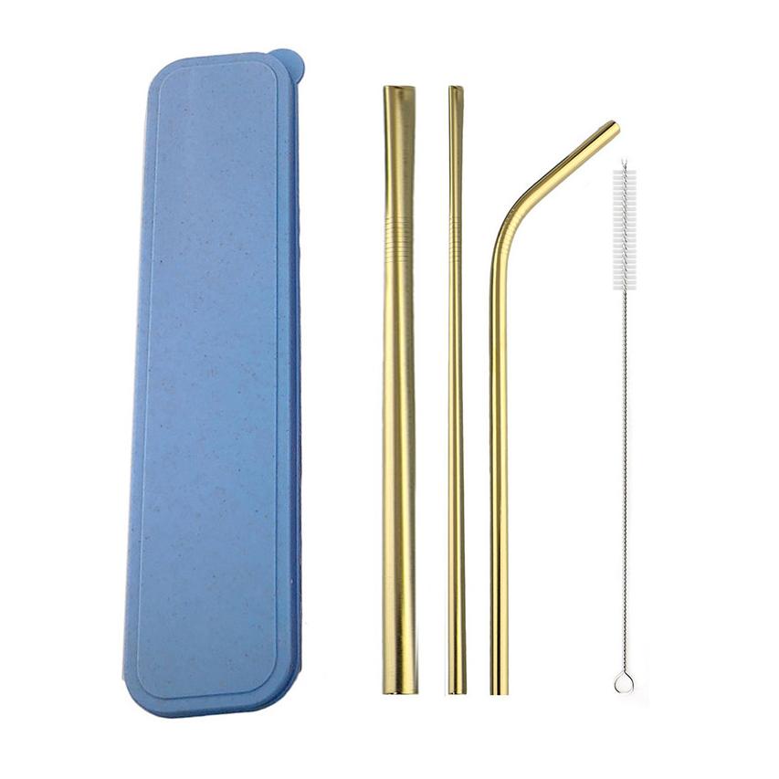 Bar Accessories Reusable Drinking Straw Set With Cleaner Brush Portable Straw Set Stainless Steel Straw With Box