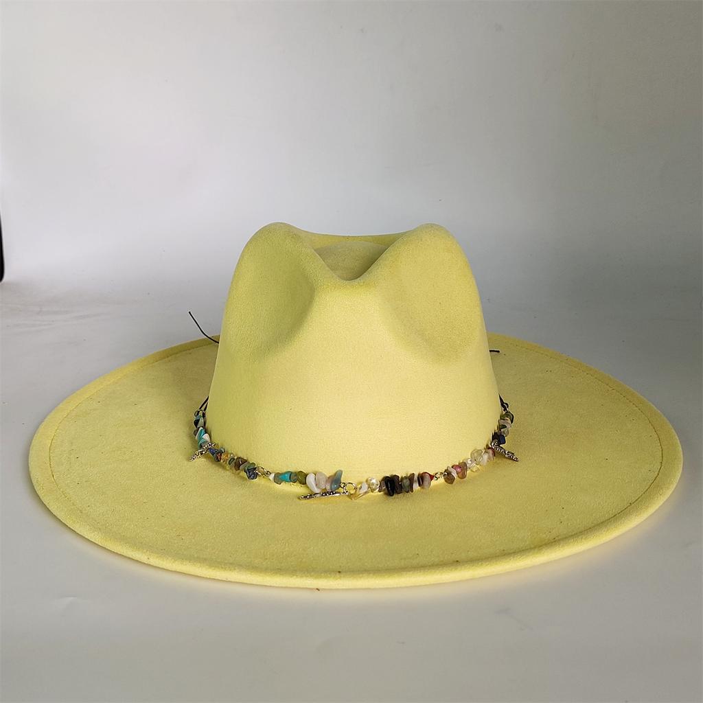2025 Colorful Suede Wide Brim Felt Fedoras Hat for Women Men Church Jazz Cap Panama Denim Hat Wholesale Sombrero Hombre