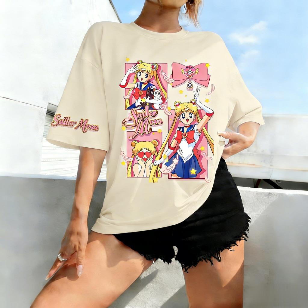Oversized Vintage Sailor Moon Anime T Shirt Unisex Women Short Sleeve Tee Summer Graphic Print Streetwear Casual Tops Kids Unisex
