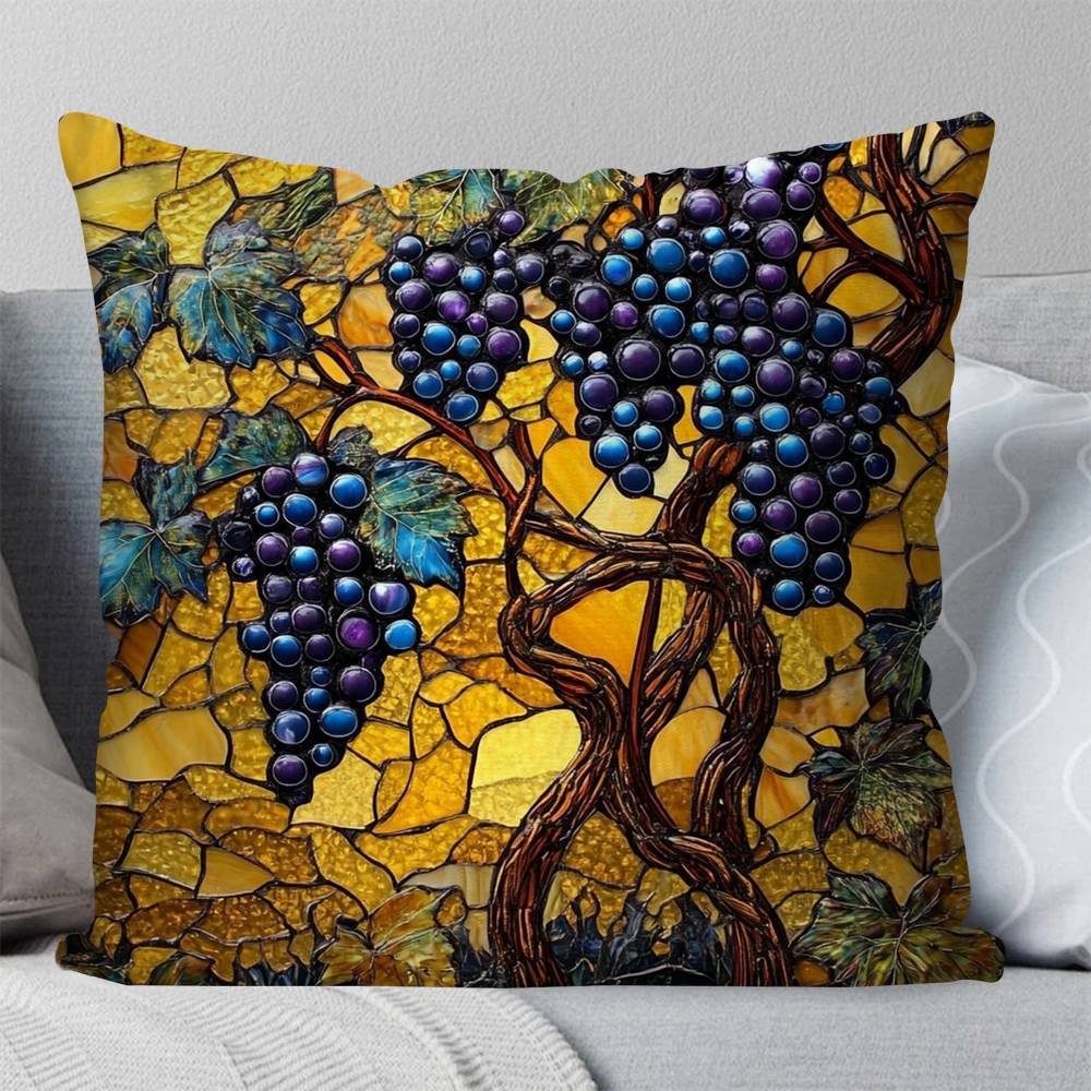Flower Purple Grape Pillow Case Fashion Square Pillowcase Bedroom Sofa Room Ins Decoration Leisure