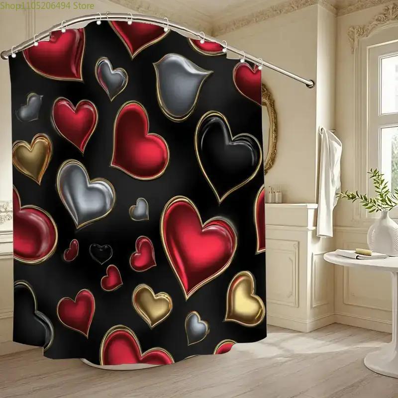 1pc of Valentine's Day Special Edition Shower Curtain, Includes 12 Hooks, 70.87x70.87inch Bathroom Curtain for Home Decoration