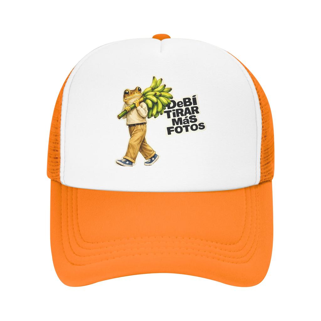Bad Bunny Frog Carrying Bananas Vintage Trucker Cap Men Women Fashion Dad Hat Sun Hat Racing Cap Adjustable Mesh Baseball Cap