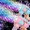 Elektrische Seifenblasenpistole für Kinder, automatischer Seifenbläser mit Licht, neueste Modelle 2026, Sommer-Outdoor-Partyspiel, Blasenmaschine