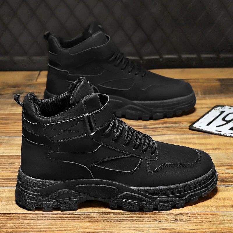 Winter New Snow Boots Men's Korean Version Trendy Casual Versatile Velvet Thickened Thermal Cotton Boots British Style Tooling Boots