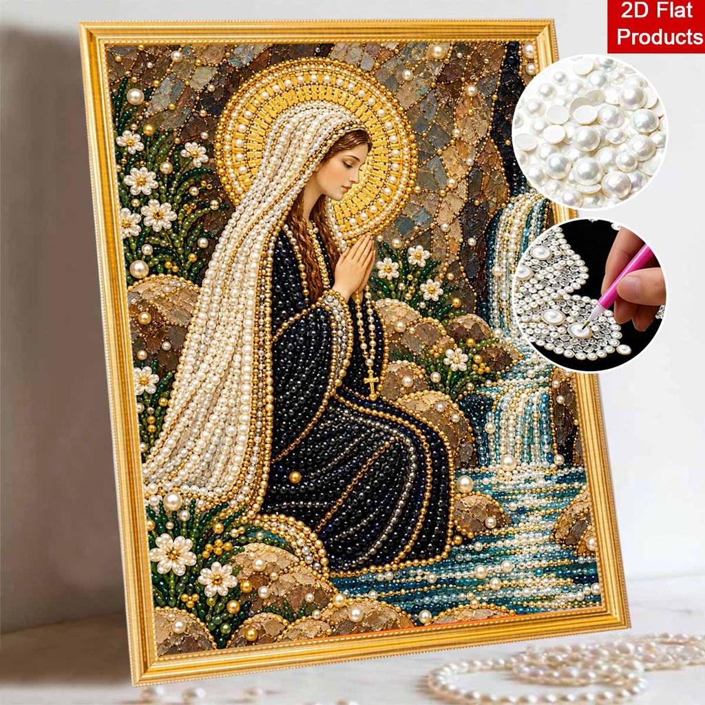 DIY 3D Pearl Diamond Painting Art Set Virgin Mary Religious Home Decor Art Set Wall Art