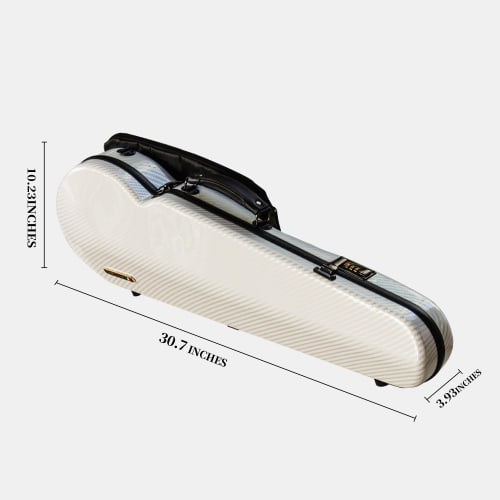 Christiana carbon fiber long triangular violin case with hygrometer and password lock (white pattern)