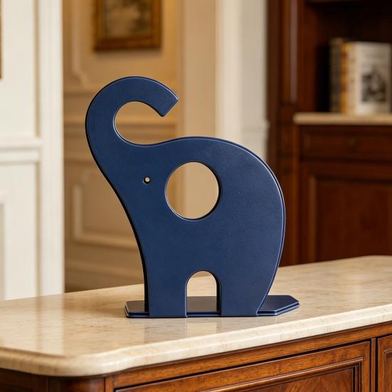 Creative Elephant Bookends, Metal Book Holder for Kids Students, Heavy Duty Non-Slip Desktop File Organizer for Home Office Decor